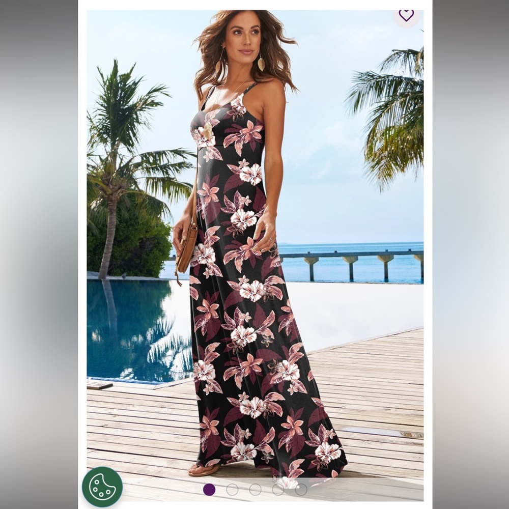 NWOT Lascana Floral Black Maxi Dress